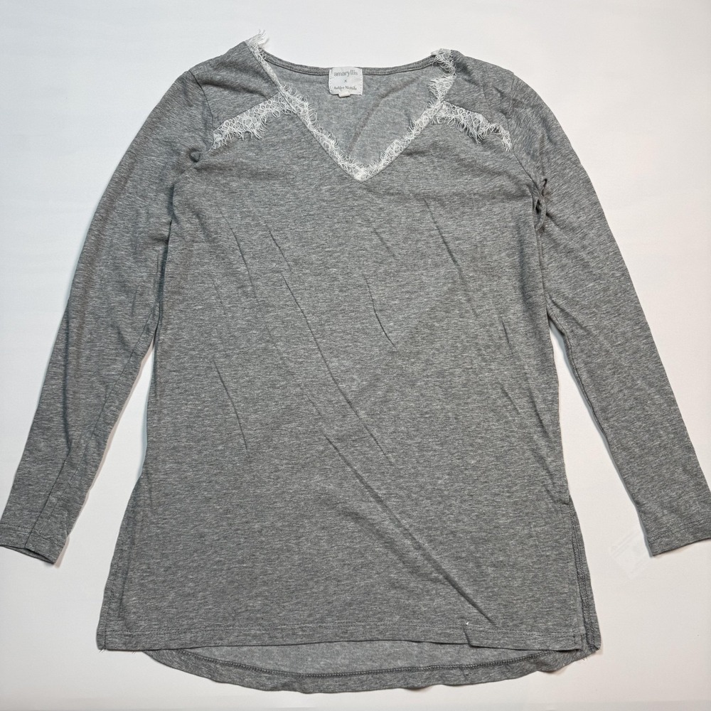 Amaryllis X Ashlee Nichols Shirt Womens XS Gray Long Sleeve V Neck Tunic Top